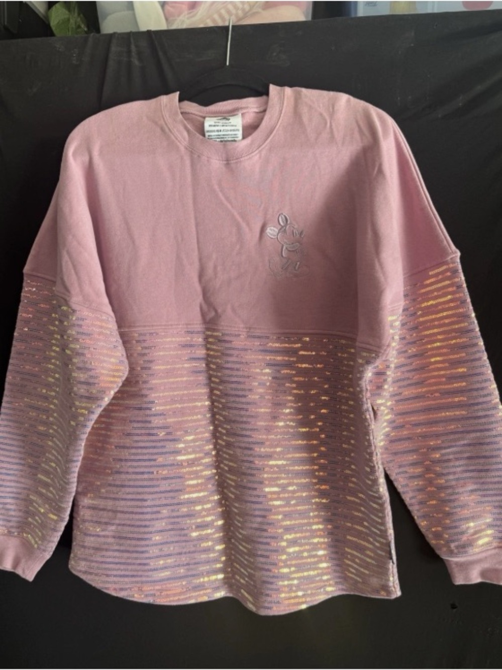 Disney Pink Sequin Stripe Kids Sweatshirt